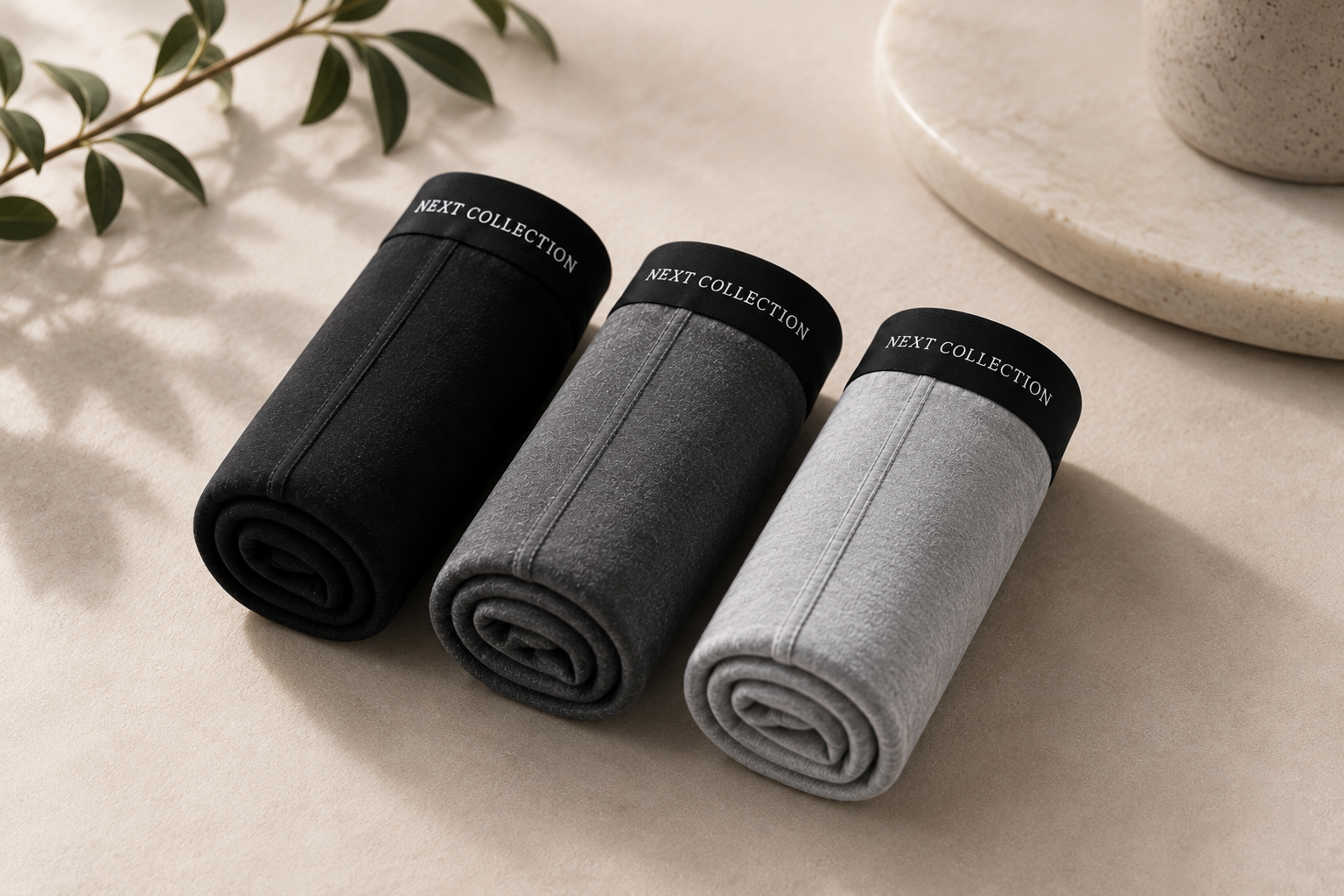 Men’s Boxer Trunks Pack of 3 – Cotton Stretch Underwear for Men, Soft Breathable Fabric, Flexible Fit, Black Grey & Light Grey
