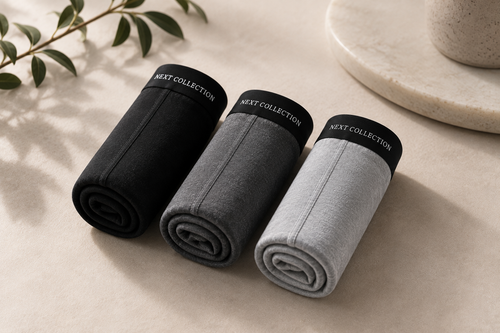 Men’s Boxer Trunks Pack of 3 – Cotton Stretch Underwear for Men, Soft Breathable Fabric, Flexible Fit, Black Grey & Light Grey