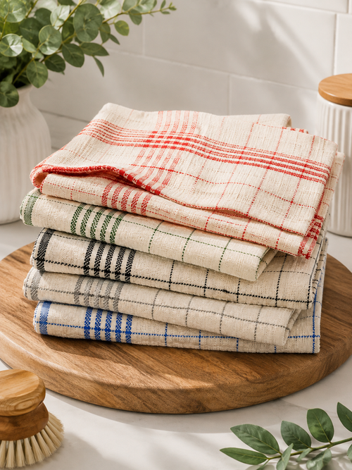 Multi-Purpose Towel     Mono Check Cleaning Towels & Roti Cloth (50x60 cm) – 5 Color Mix Value Pack
