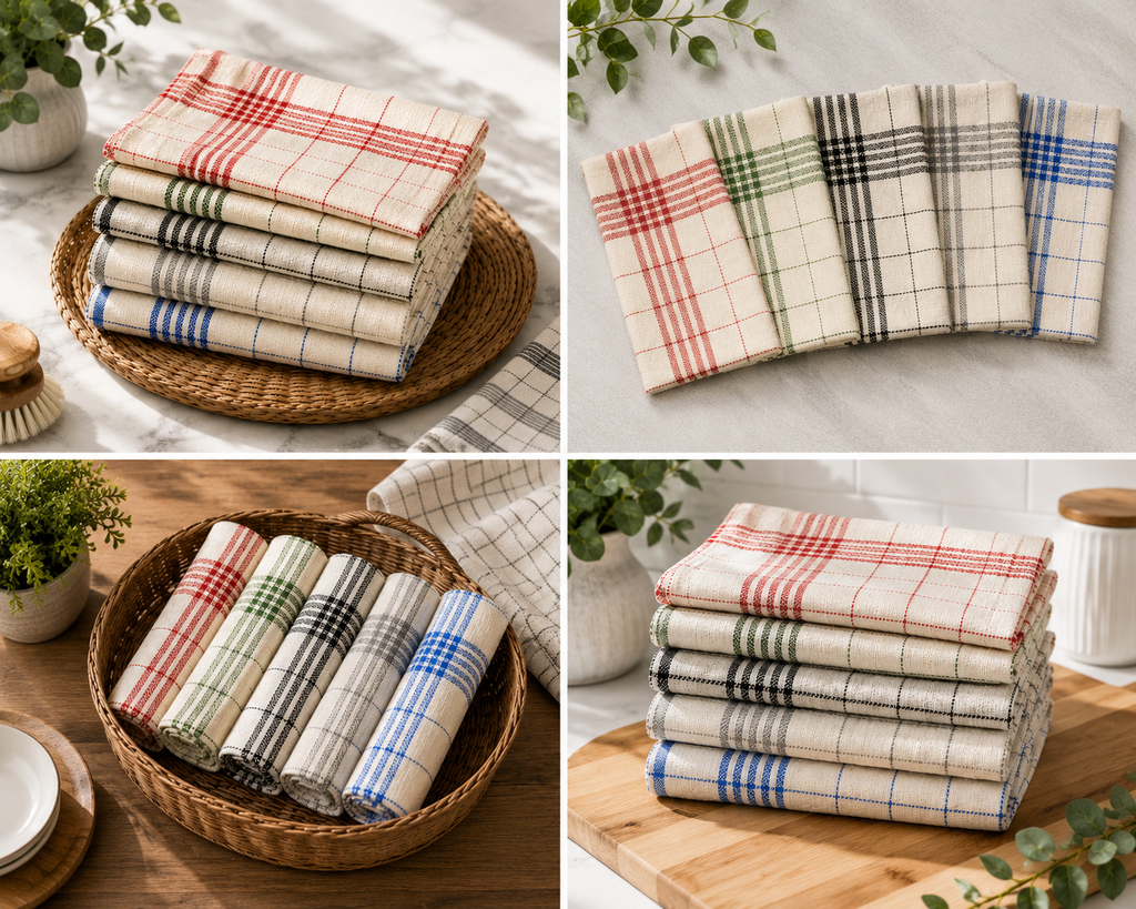 Multi-Purpose Towel     Mono Check Cleaning Towels & Roti Cloth (40x60 cm) – 5 Color Mix Value Pack