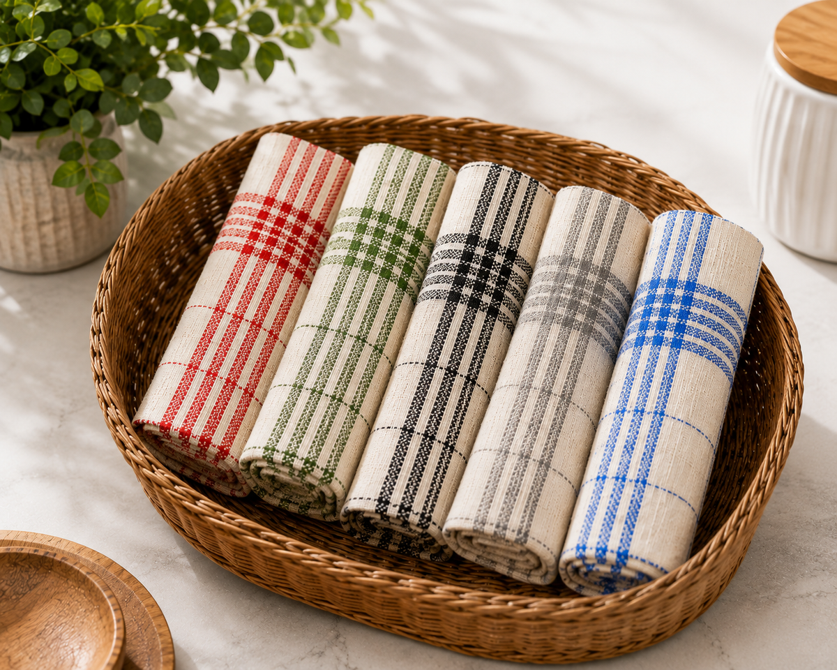 Multi-Purpose Towel     Mono Check Cleaning Towels & Roti Cloth (40x60 cm) – 5 Color Mix Value Pack
