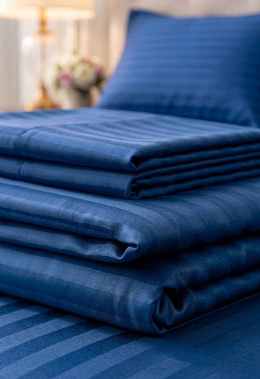 Stripe Fitted Bedsheet  King Size Special MZS Collection with 2 Pillow Covers | Deep Pocket Elastic Stripe Bedsheet | Cotton Microfiber Blend | 9 Inch Mattress Fit