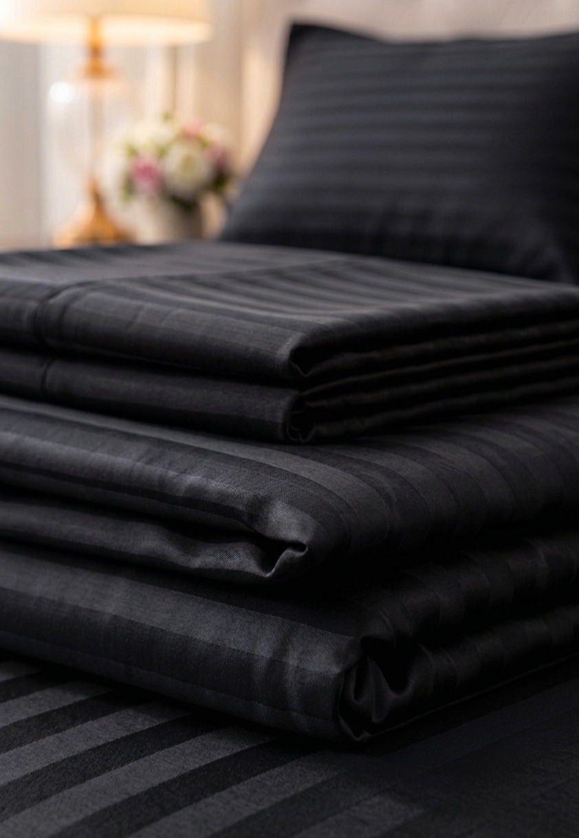 Stripe Fitted Bedsheet  King Size Special MZS Collection with 2 Pillow Covers | Deep Pocket Elastic Stripe Bedsheet | Cotton Microfiber Blend | 9 Inch Mattress Fit
