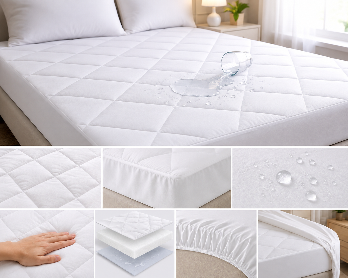Quilted Waterproof Mattress Protector (King Size 180x200 cm, 25cm Depth) – Premium White Fitted Bed Cover