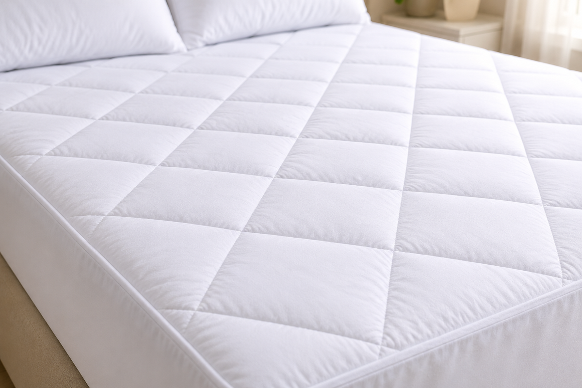 Quilted Waterproof Mattress Protector (King Size 180x200 cm, 25cm Depth) – Premium White Fitted Bed Cover